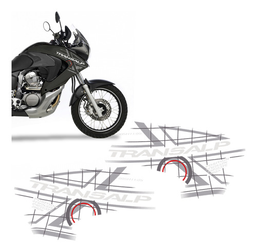 Kit Adesivos Faixa Tanque Moto Honda Transalp 2011 Até 2012