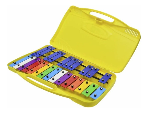 Metalofono Cromatico Infantil Escolar 25 Notas Musicales Color Amarillo