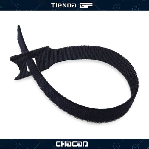 Imagen 2 de 4 de Cinta Velcro 20cm Color Negro Amarra Cable Rack 100 Unidades