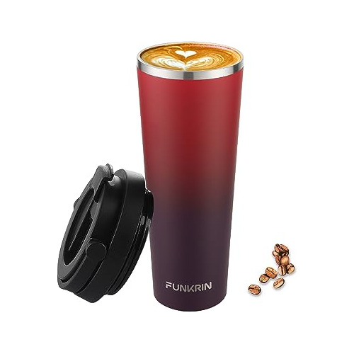 Funkrin Insulated Coffee Mug Tumbler Con Lid Y Straw, 4pjqa