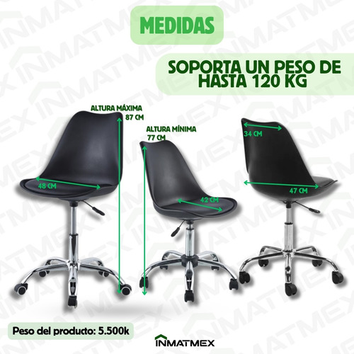 Silla Oficina Eames 3 Pz Altura Ajustable Ruedas 360°