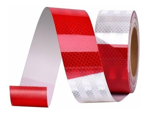 Cinta Adhesiva Reflectante Rojo/blanco 5cm X 45metros Fuerte