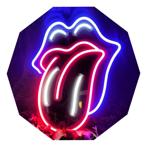 Cartel Lengua The Rolling Stones Small Neón Led/deco/ Hogar 