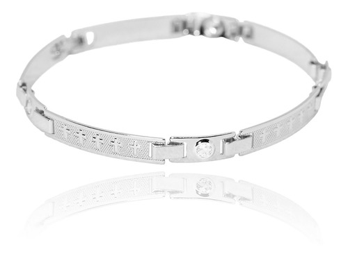 Bracelete Prata 925 Cruz Pedra Branca 5mm Banhado Atacado Nf