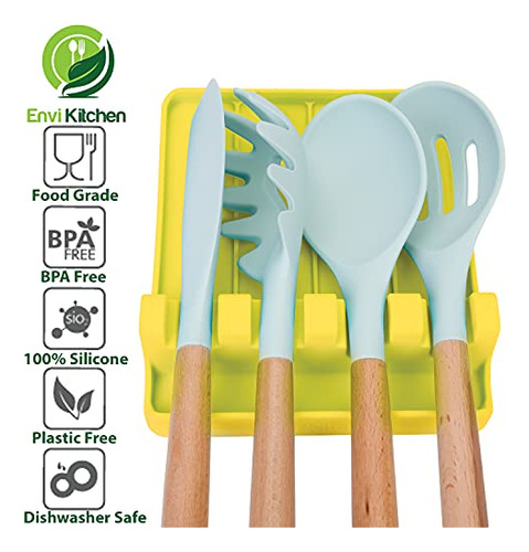 Apoyador De Cuchara De Silicona - Soporte Grande Para Utensi