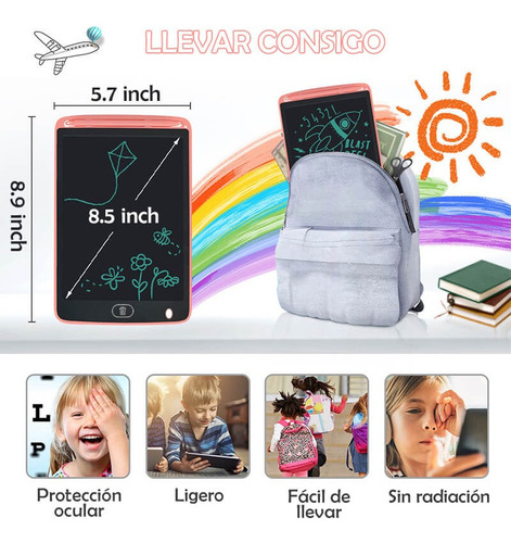 Pizarron Magico Lcd 8.5 Tablet Dibujar Escribir Pluma 6 Unid