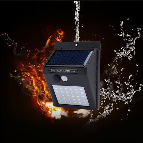 Imagen 2 de 10 de Luz Farol Lámpara Led Sensor Solar Batería Interperie 30 Led