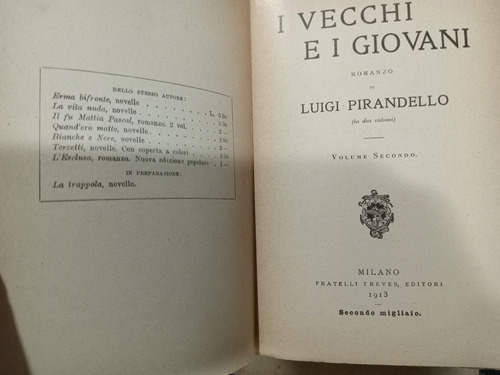 I Vechi E I Giovani: Luigi Pirandello, 2 Tomos Obra Completa (Usado)