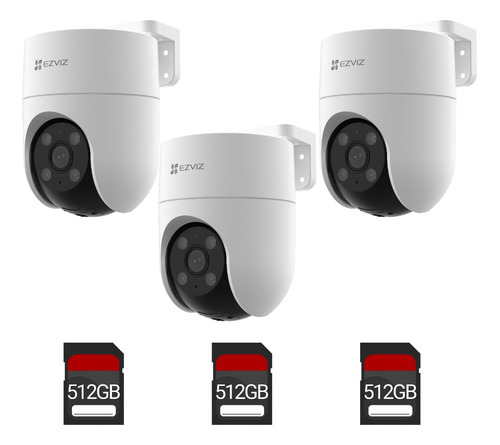 Combo X3 Ezviz H8c 360 1080p Exterior Wifi + 3 Memoria 512gb