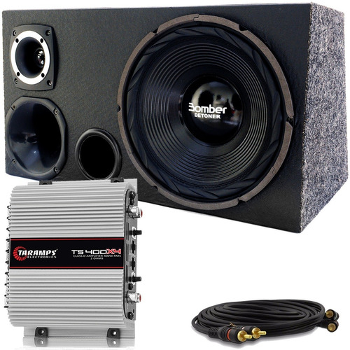 Caixa Trio 725 Wrms Completa Sub 12 + Modulo Taramps + Forte