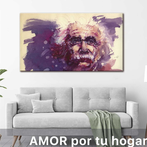 Cuadro Albert Einstein Acuarela Retrato Arte Canvas 130x60