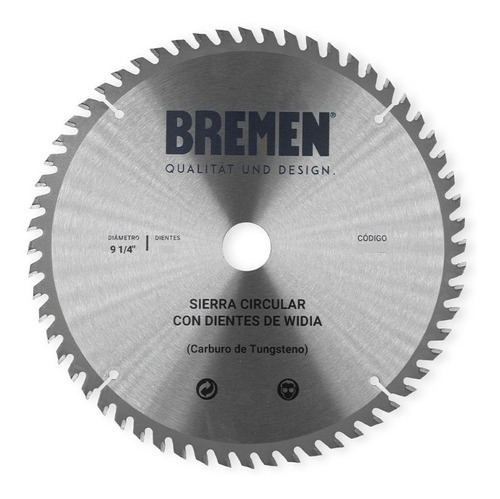 Bremen Circular Disco Sierra 9 1/4 23cm 7820 30 Dientes Color Plateado