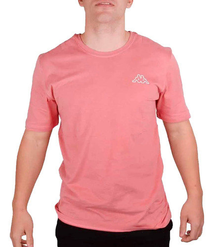 Remera Kappa Lifestyle Hombre Logo Fair Rosa Viejo Ras