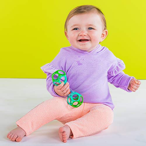 Sonajero Texturizado Transparente Para Bebe Con Cuentas Colorido Liso