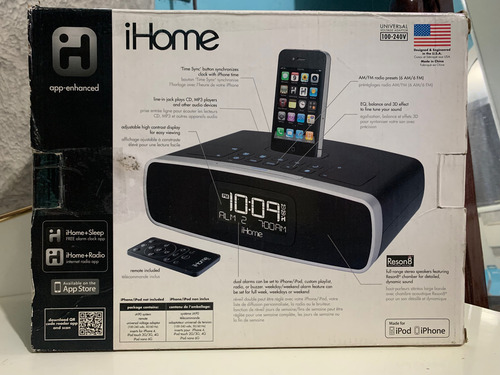 Radio Reloj Despertador Ihome C/dock Ipod Excelente Estado Negro (Usado)