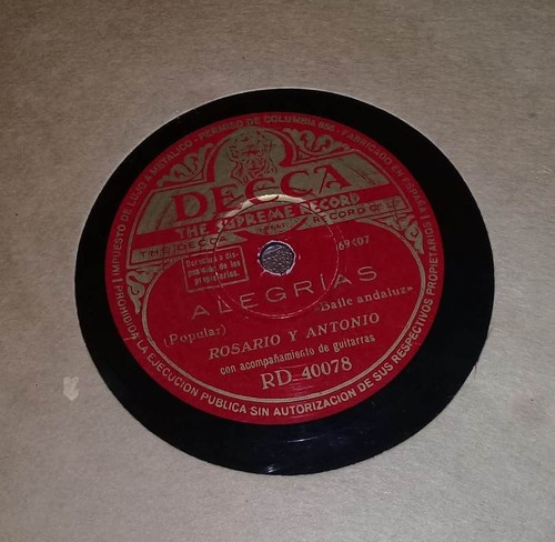 Rosario Y Antonio - Alegrías / Con El Tran 78 Rpm Kktus