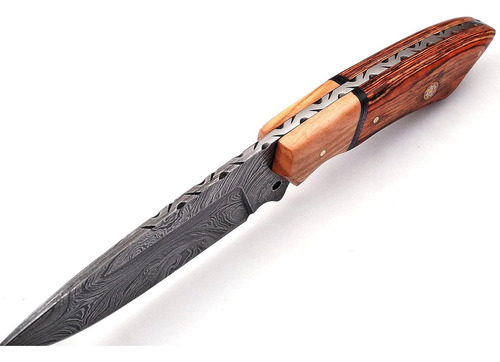 Cuchillo De Caza Damasco Mohid Ent Cazador Ninja 23 Cm