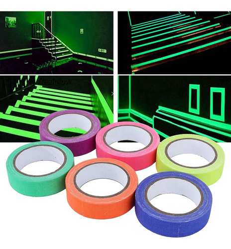 Cinta De Tela Tipo Gaffer De Neón 6 Colores, Fluo