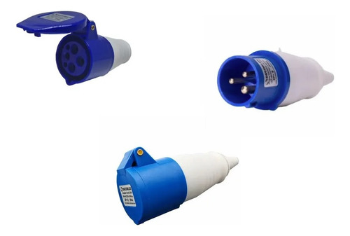 Kit Tomada Industrial Acoplador E Plugue M/f 16a 220v 6h 3p