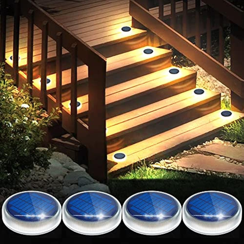 Yilaie Led Solar Deck Lights, Outdoor Round Step Lights Solo