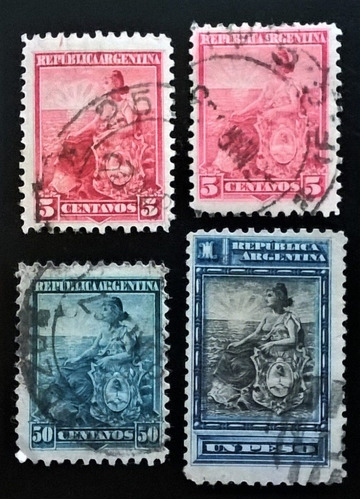 Argentina, Lote 4 Sellos Libertad 1899 Matasellos L12169