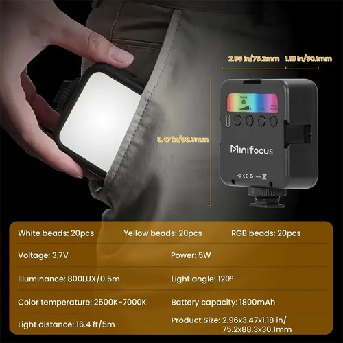 Luz Relleno Panel Led Rgb Para Camara + Soporte Zapata Fria