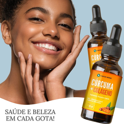 Cúrcuma + Colágeno Em Gotas 30ml 100% Puro - Status Verde