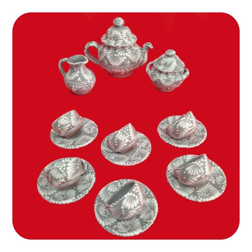 Juego De Café Cubano De Talavera Poblana Express Gris M8 Cfx