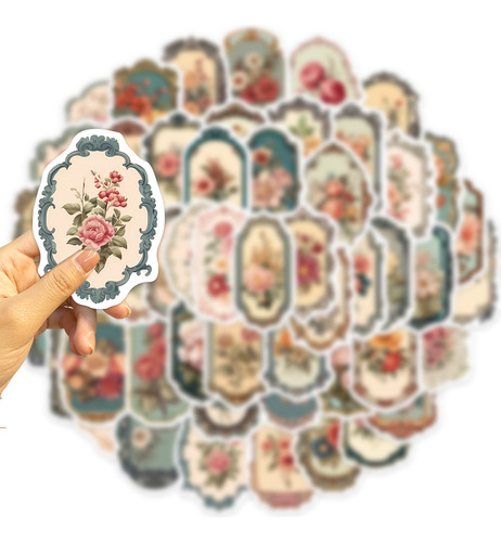 50 Peças De Adesivos De Espelho De Flores Retrô De Desenhos