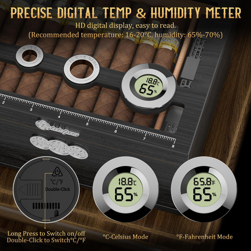 Caja Humidora De Cigarrillos Lihtun Con Higrometro Digital