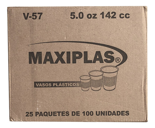 Vasos Desechables 5 Onzas V-57 Marca Maxiplas 25 Paq X 100 U