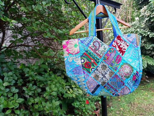 Bolso Grande Importado Hindu, Cartera ( Cod 31-32 ) Turquesa-celeste 31