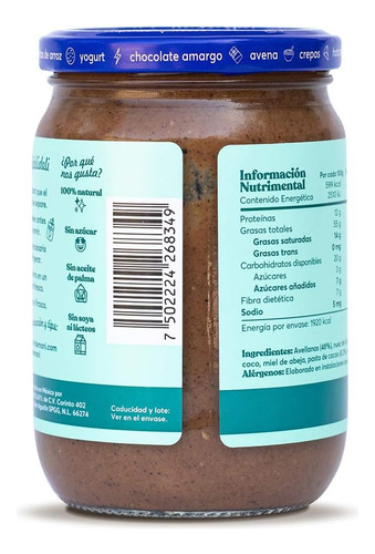 M De Maní Crema De Avellanas Con Cacao 100% Natural 320 Gr