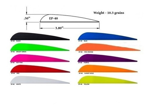 Vanes Timones Flechas Arqueria Ep-40 3.8'' Ideal 20-30m X6