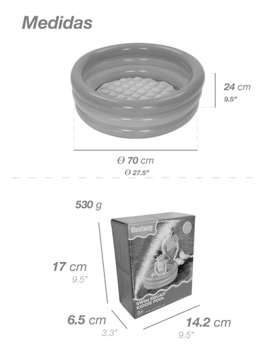 Alberca Inflable Para Bebé Arcoiris 3 Aros 70x24cm Bestway