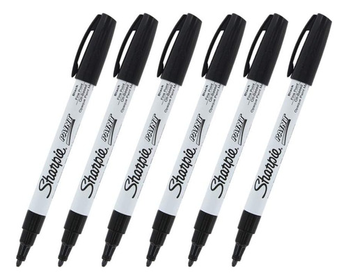 Sharpie Marcador Pintura Punta Fina [juego 6], Negro, Secado