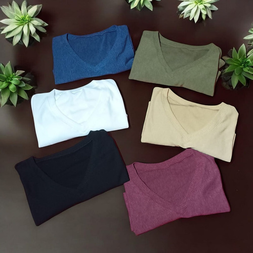 Sweater Remera Mujer Suelto Basico Cuello V Nelly Peonia