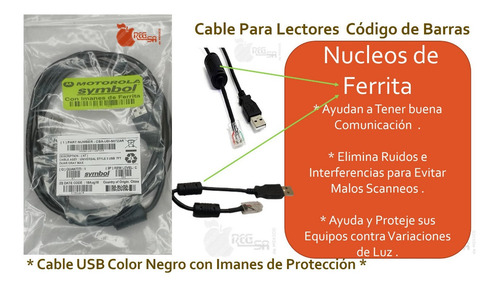 Cable Zebra Con Nucleos D Ferrita Ds9208 Li2208 Ls2208 M2007