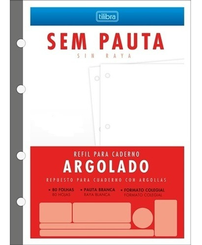 Bloco De Fichário Colegial Sem Pauta 90g 4 Furos 80 Fls