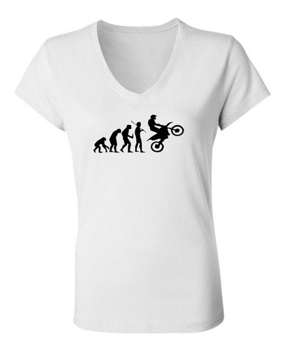 Remera Evolucion Del Motoquero / Motos Mujer Escote V 