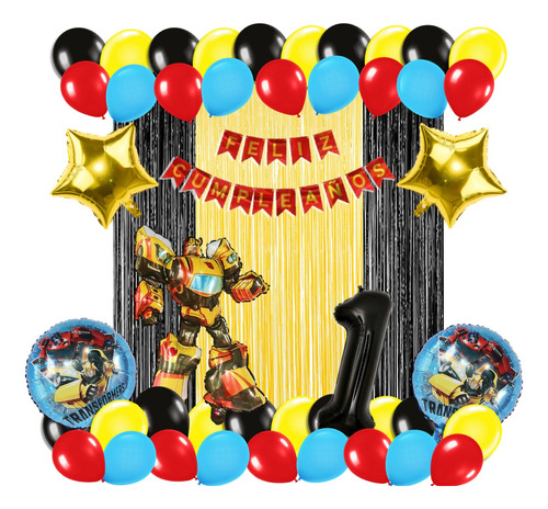 Kit De Decoración Globos Metálicos (48 Piezas) Transformers