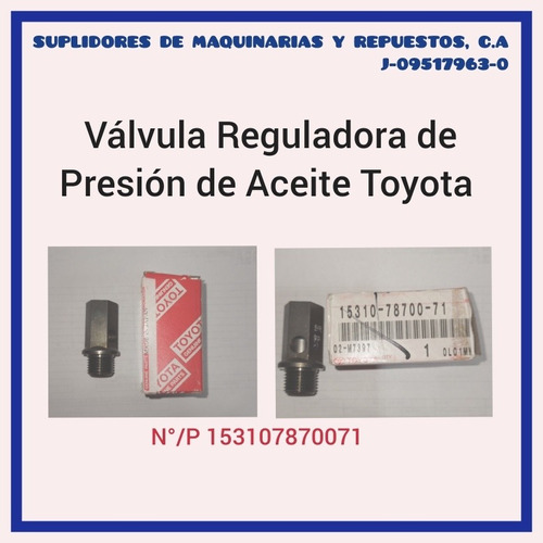 Válvula Reguladora De Presión De Aceite Para Toyota 