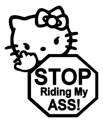 Hello Kitty, Stop Riding, Calcomana De Vinilo, Calcomana Par