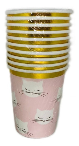 10 Vasos De Polipapel Gatito