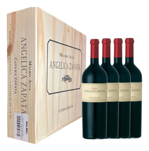 Vino Angélica Zapata Malbec Alta 750ml Caja X4 U Navidad