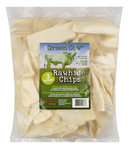 Greencow Rawhide Chips Bolsa De 3 Libras - Masticables De Cu