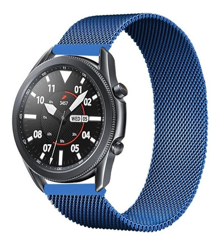 Pulseira De Aço Para Gear S3 Frontier Ou Watch 46mm Cor Azul