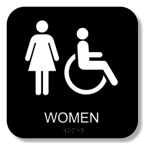 Mujer Handicap Restroom 8  X Firmar Braille  Ada Compliant