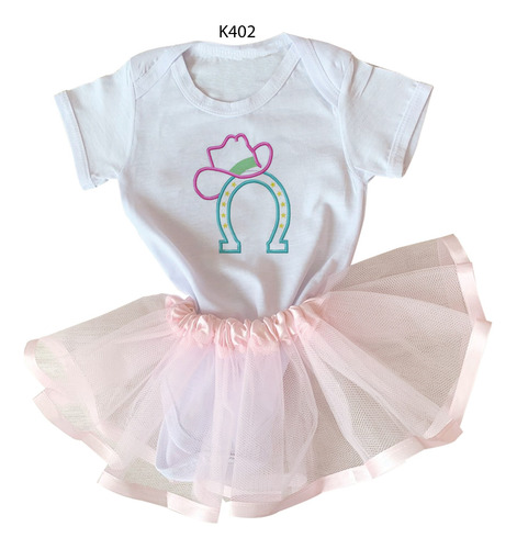 Imagem 1 de 2 de Body De Bebê Com Saia Cowgirl Chapéu Roxo K402