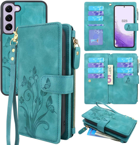 Funda Para Samsung Galaxy S23 5g 2023 Floral   Verde Azulado